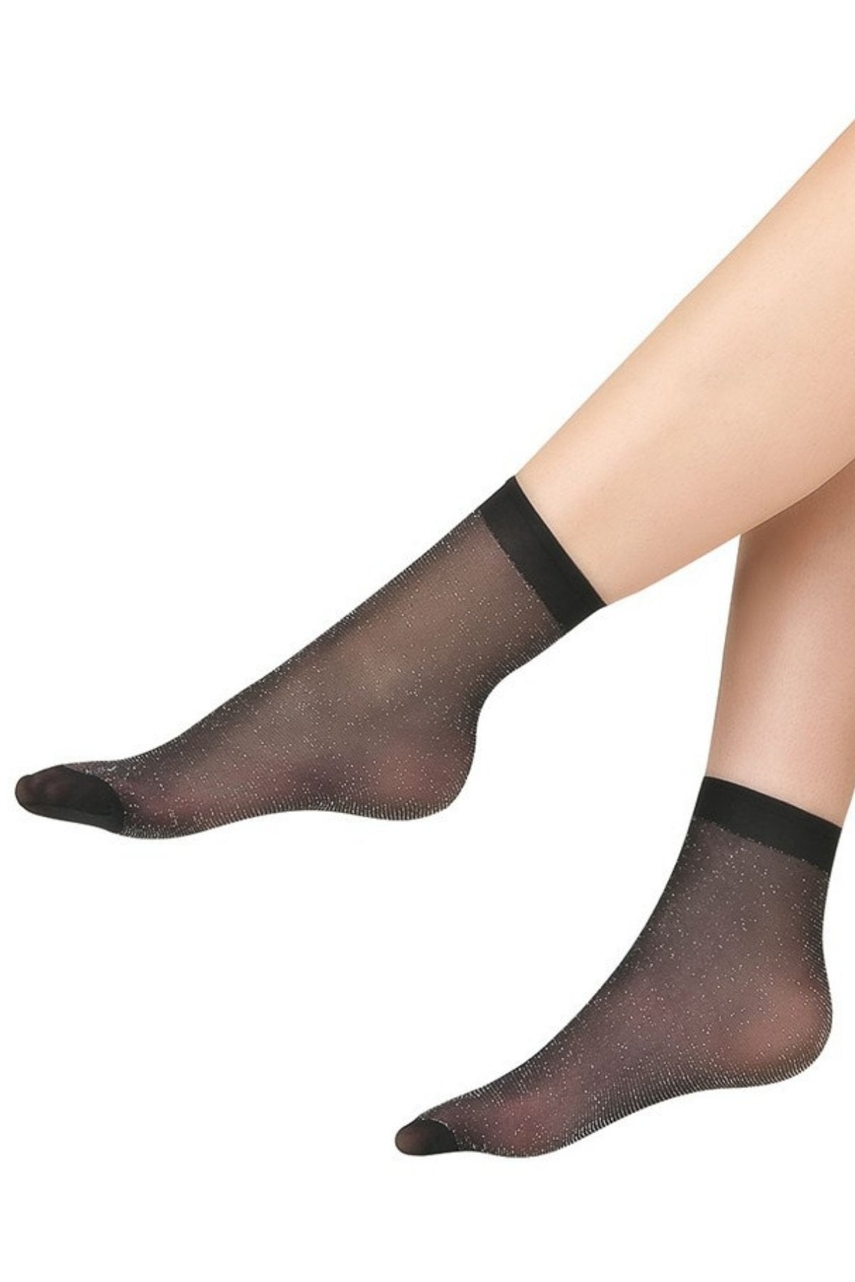 Simli Yüksek Kalite Kadın Soket Çorap Italiana 1247 - Siyah