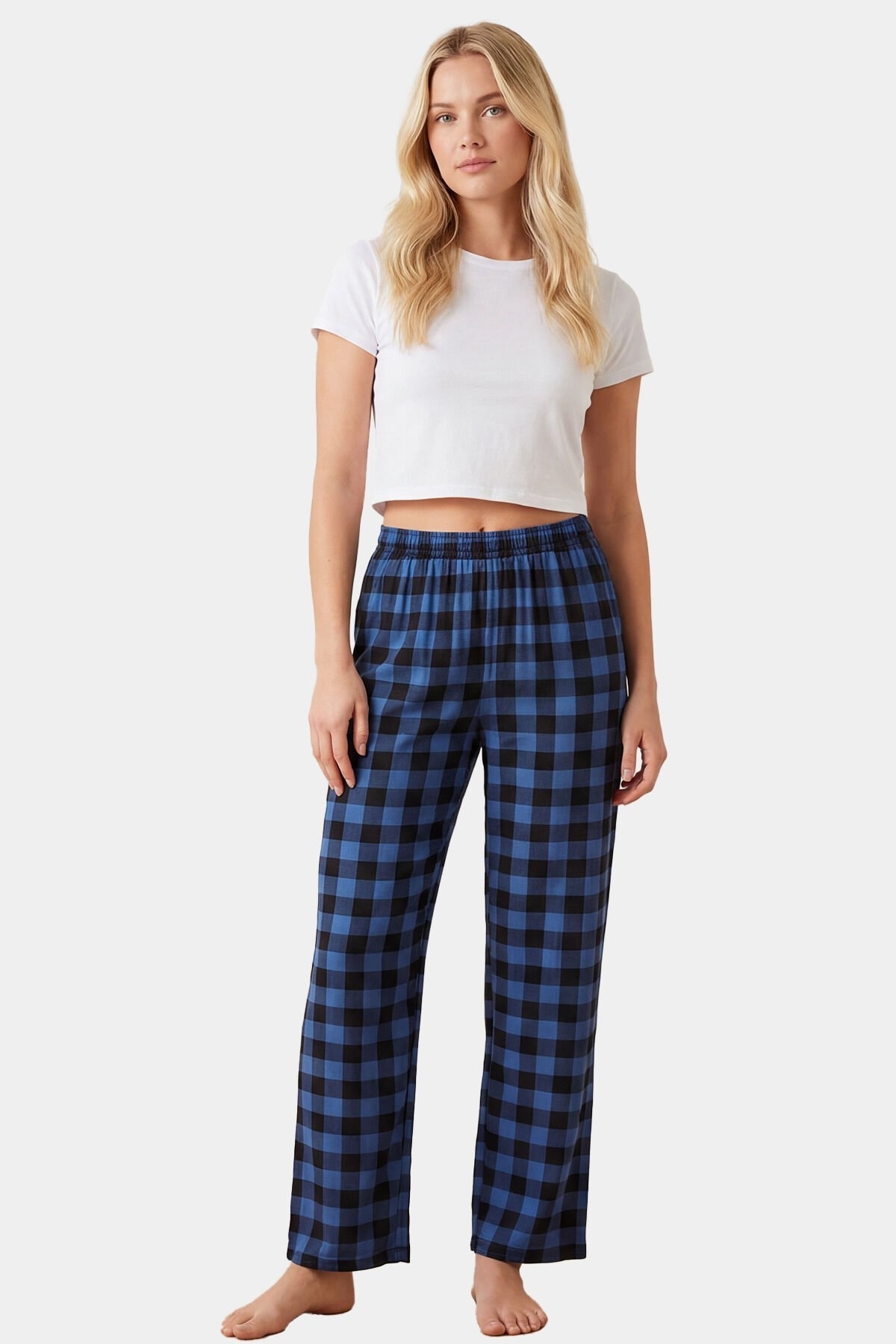 Dokuma Tek Alt Pantolon Mavi Türen 3616 - Mavi