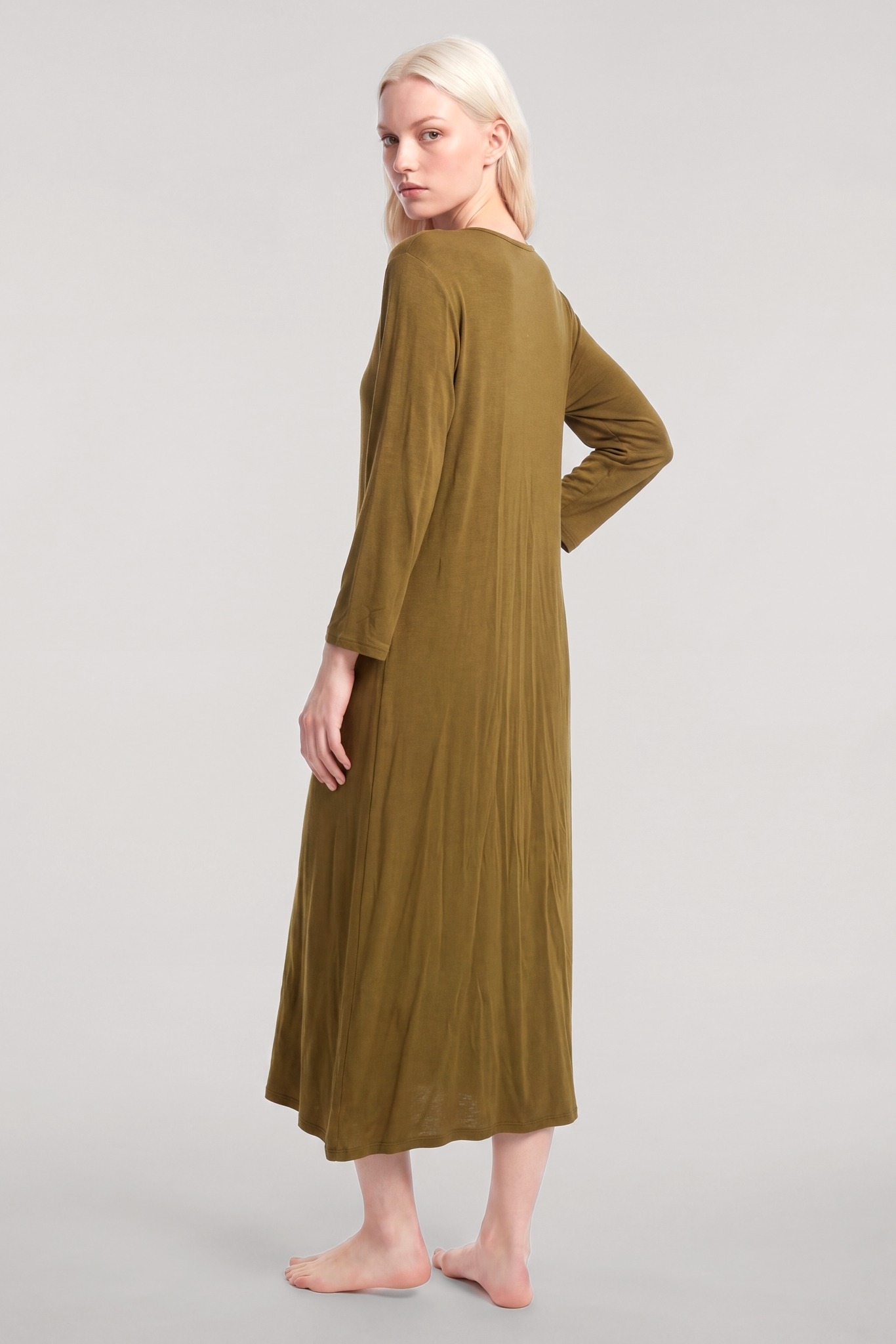 Akbeniz Kadın Gri Melanj Uzun Kimono Sabahlıklı 3'lü Pijama Takımı Akbeniz Y1400 - Görsel 6