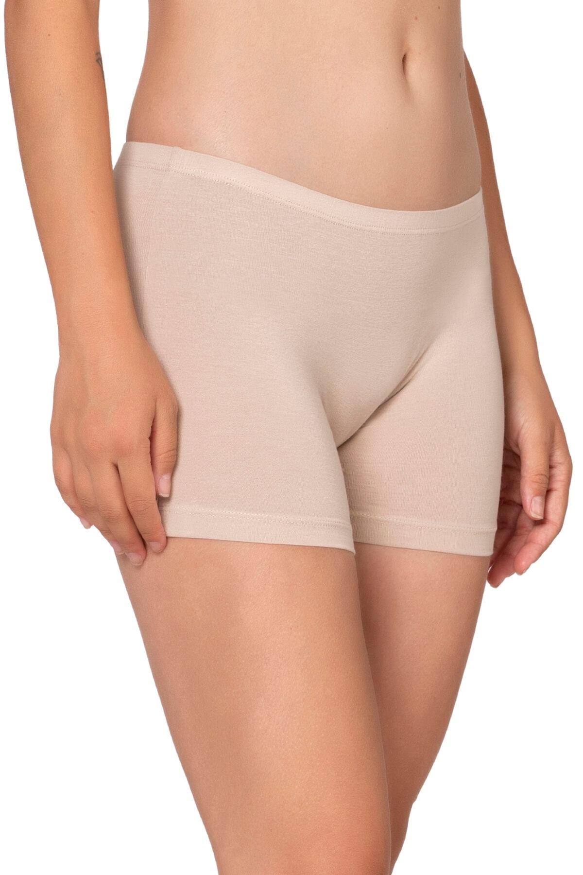 Kadın Premium Kumaş Modal Pamuklu Esnek Rahat Mini Boxer Şort Tayt Özkan 27782 - Taş
