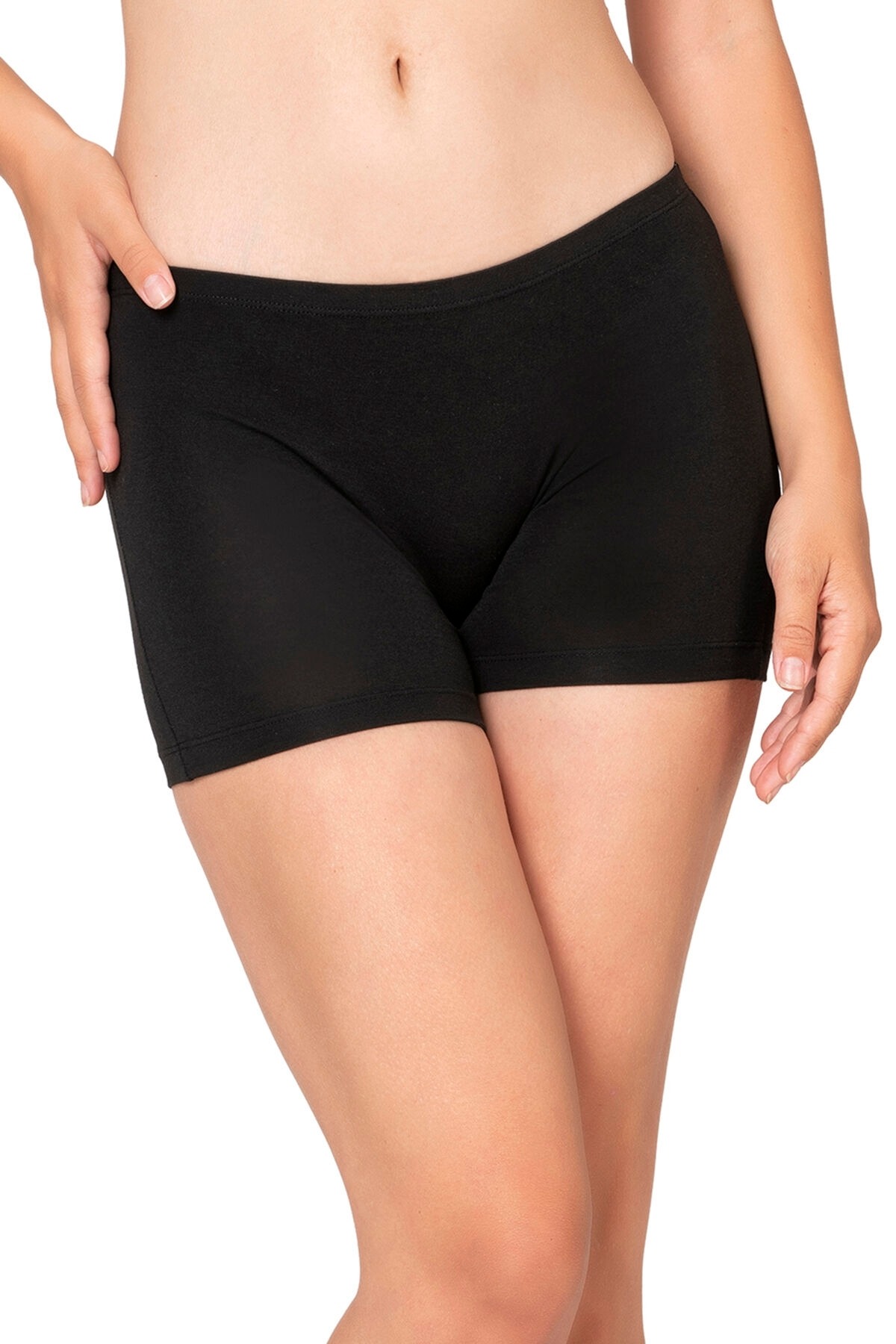 Kadın Premium Kumaş Modal Pamuklu Esnek Rahat Mini Boxer Şort Tayt Özkan 27782 - Siyah