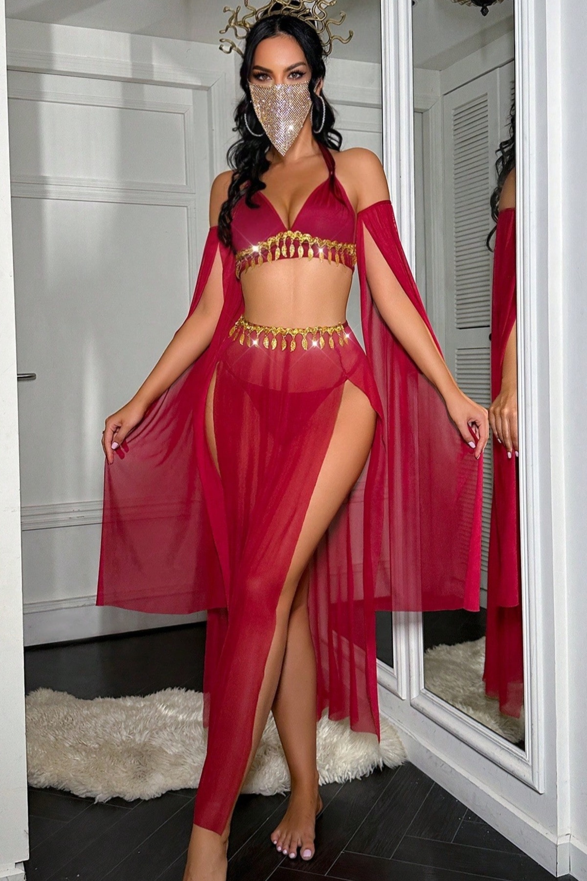 Ruselin Kırmızı Harem Dansöz Oryantal Kostüm Ruselin 2271 - Görsel 4