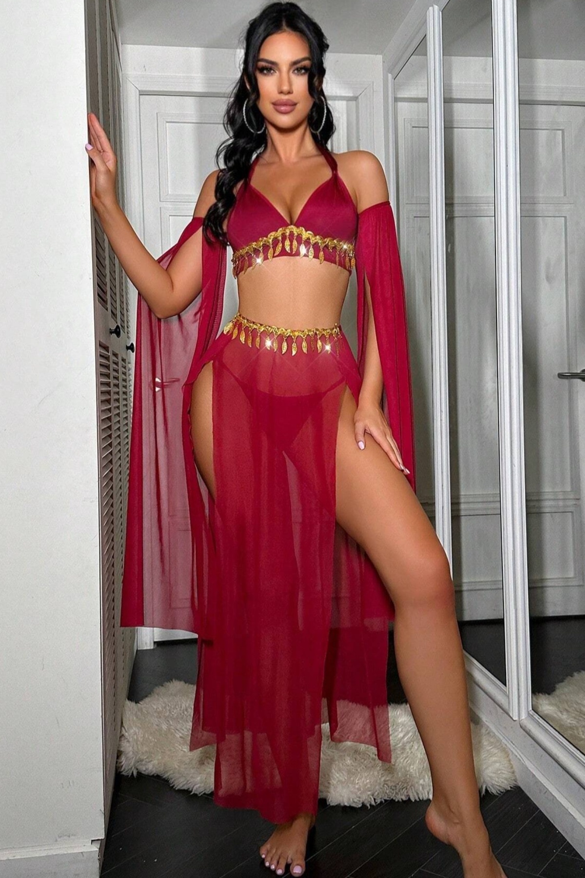 Ruselin Kırmızı Harem Dansöz Oryantal Kostüm Ruselin 2271 - Görsel 5