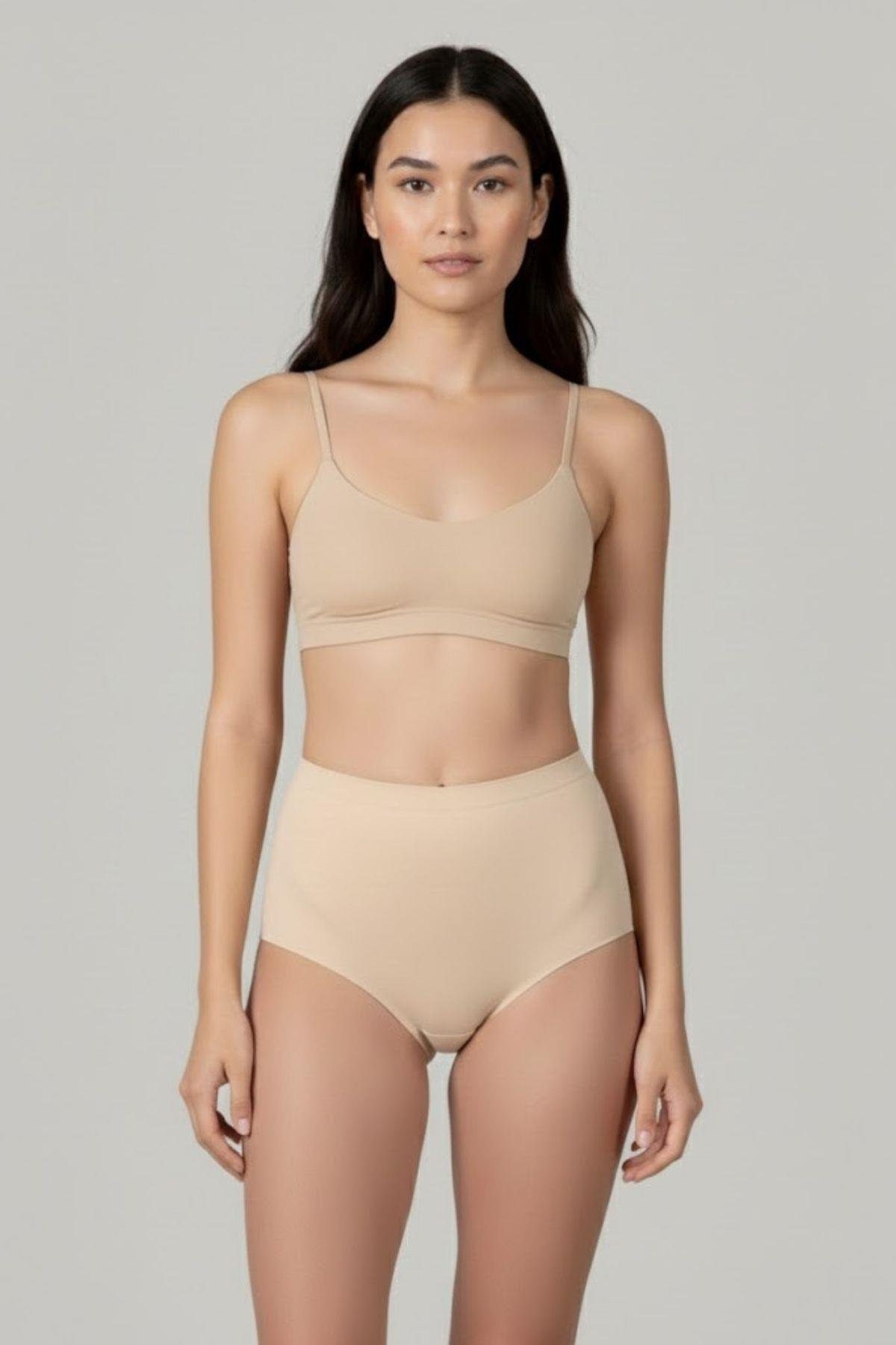 Yüksek Bel Lazer Kesim Kadın Külot Anı 4236 - Ten