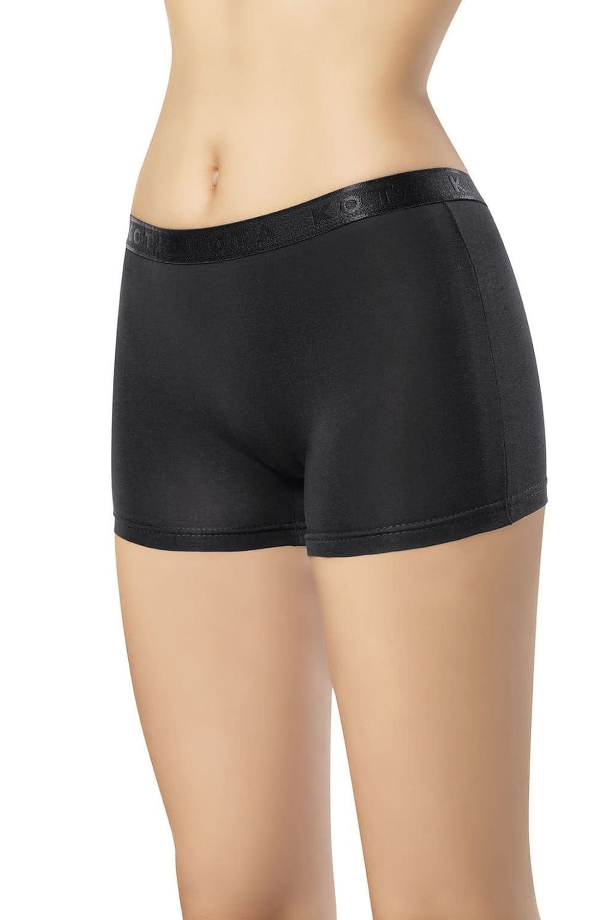 Likralı Yüksek Bel Kadın Boxer Kota 5000 - Siyah