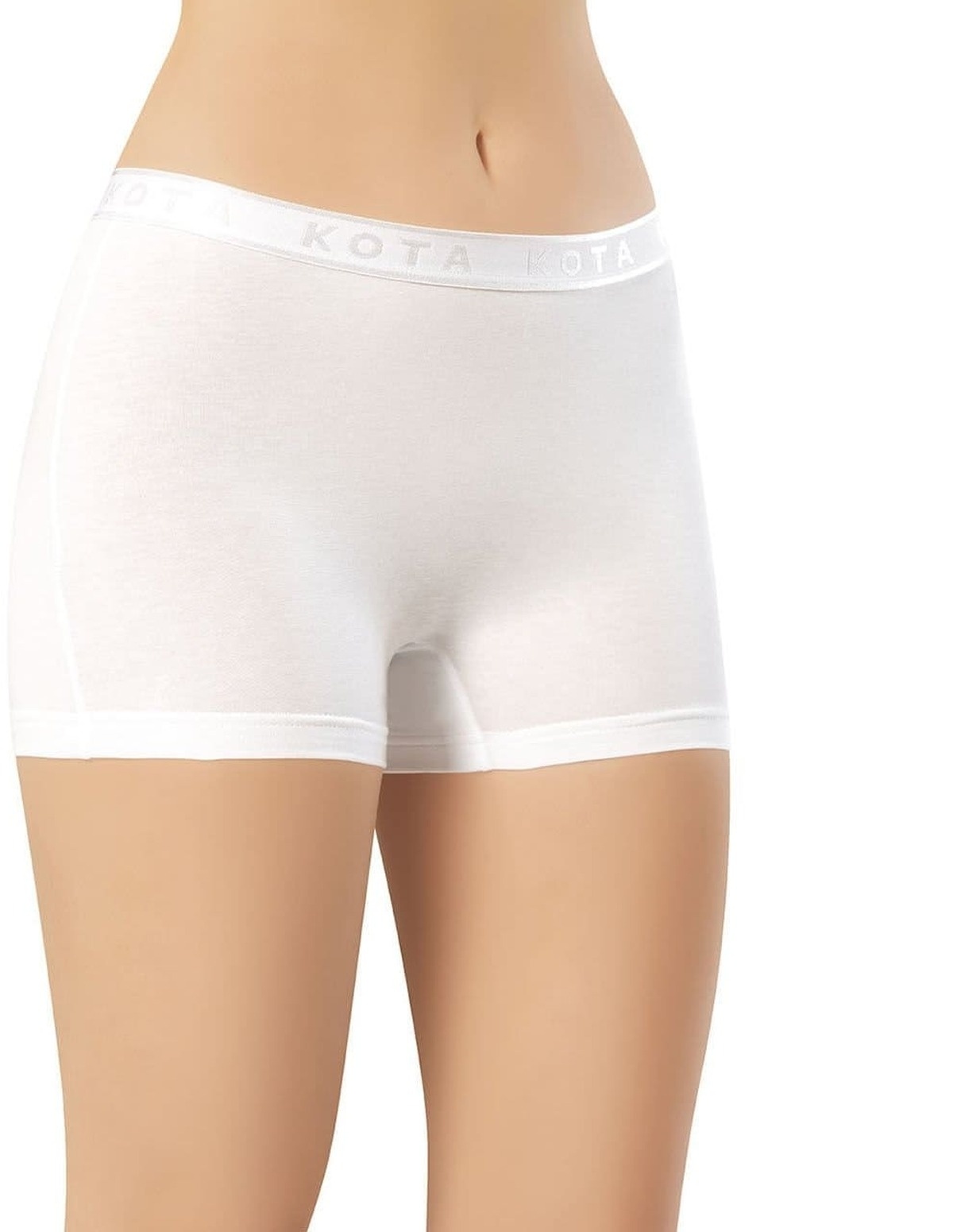Likralı Yüksek Bel Kadın Boxer Kota 5000 - Beyaz