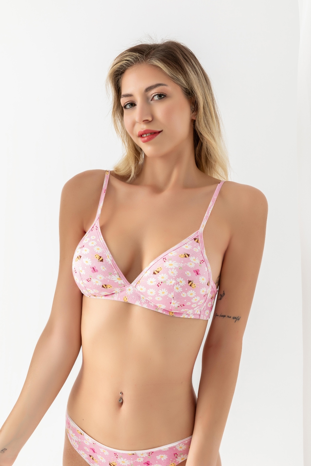 Pamuklu Desenli, Üçgen Sütyen Pembe Gallipoli 1961 - Pembe