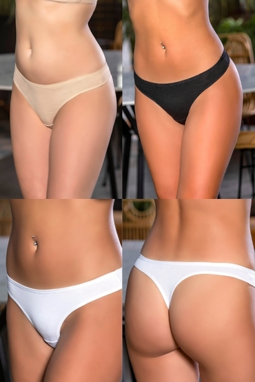 Pamuklu String (karişik) Siyah-beyaz-ten Gallipoli 2962 - Karişik (siyah/beyaz/ten)