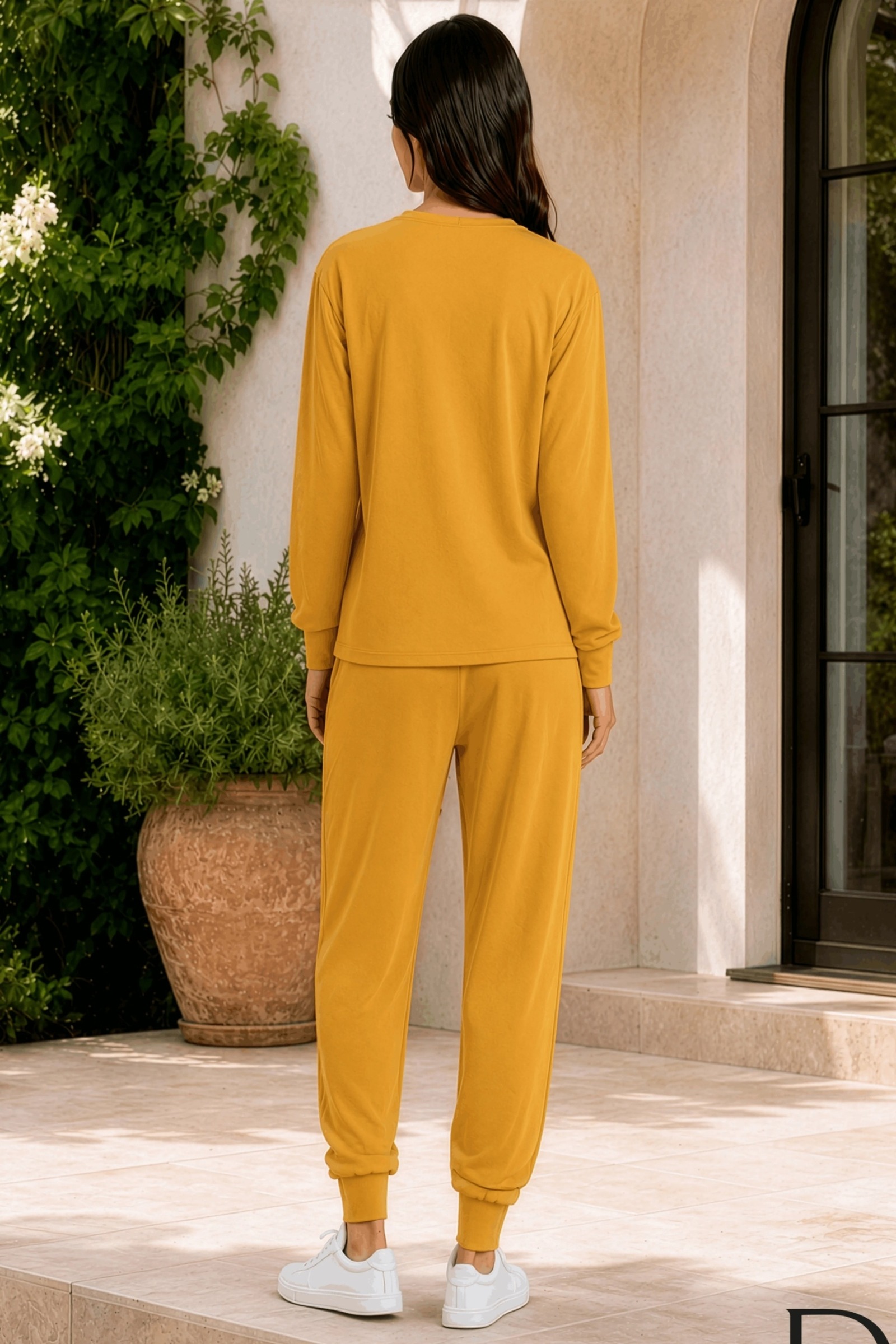Sarı Kadın T-Shirt Pantolon Takımı Doreanse 4489 - Görsel