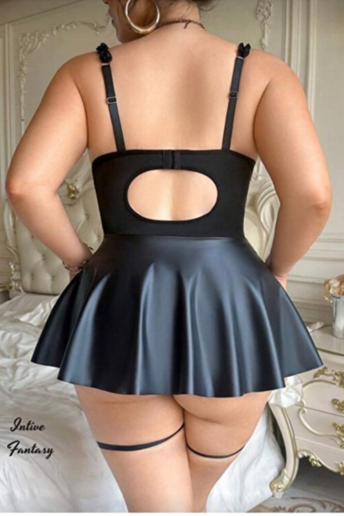 Siyah Lame Şeffaf Büyük Beden Erotik Body Real Passione 40026 - Siyah