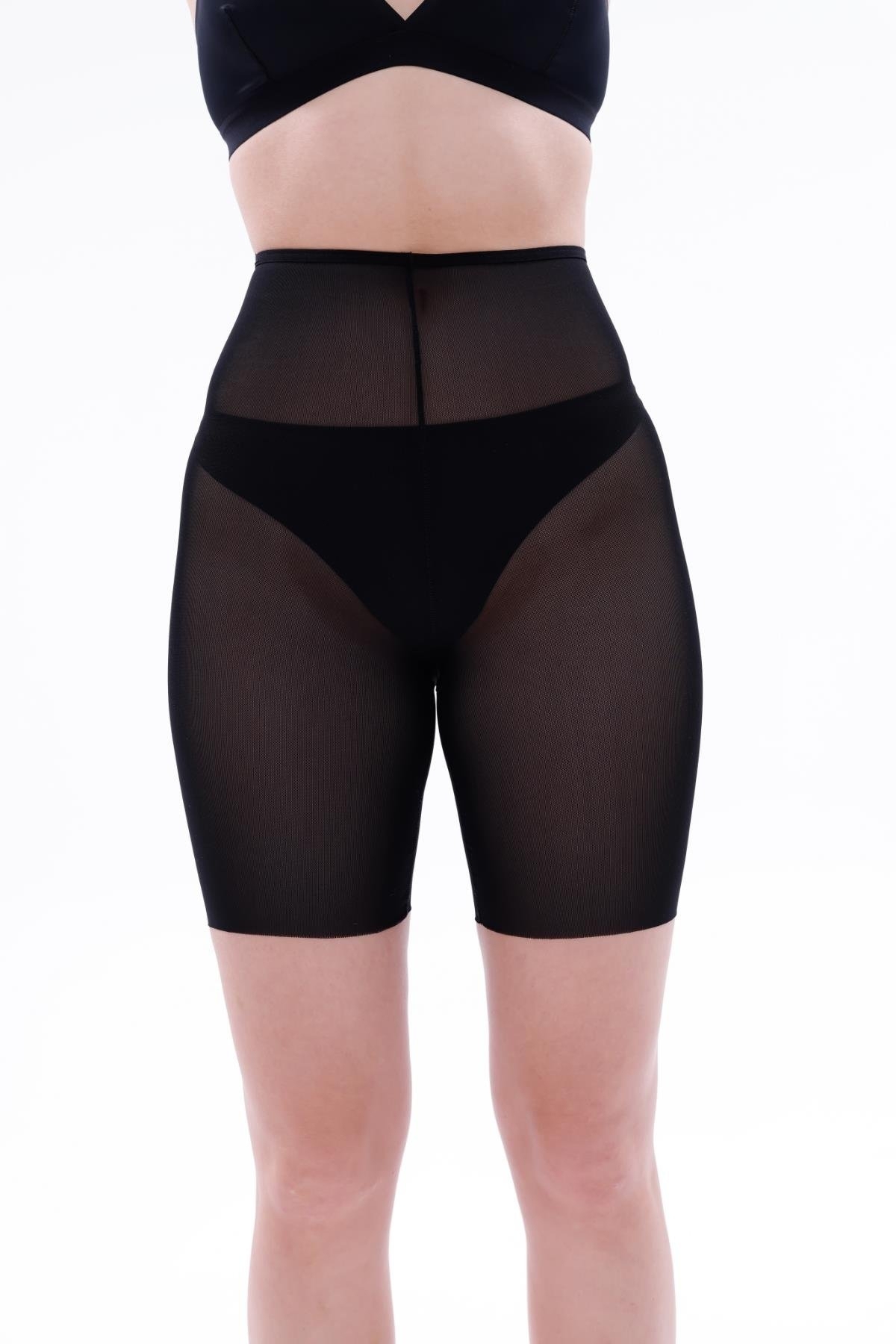 Lazer Dikişli Yüksek Bel Boxer Korse Emay 2705 - Siyah