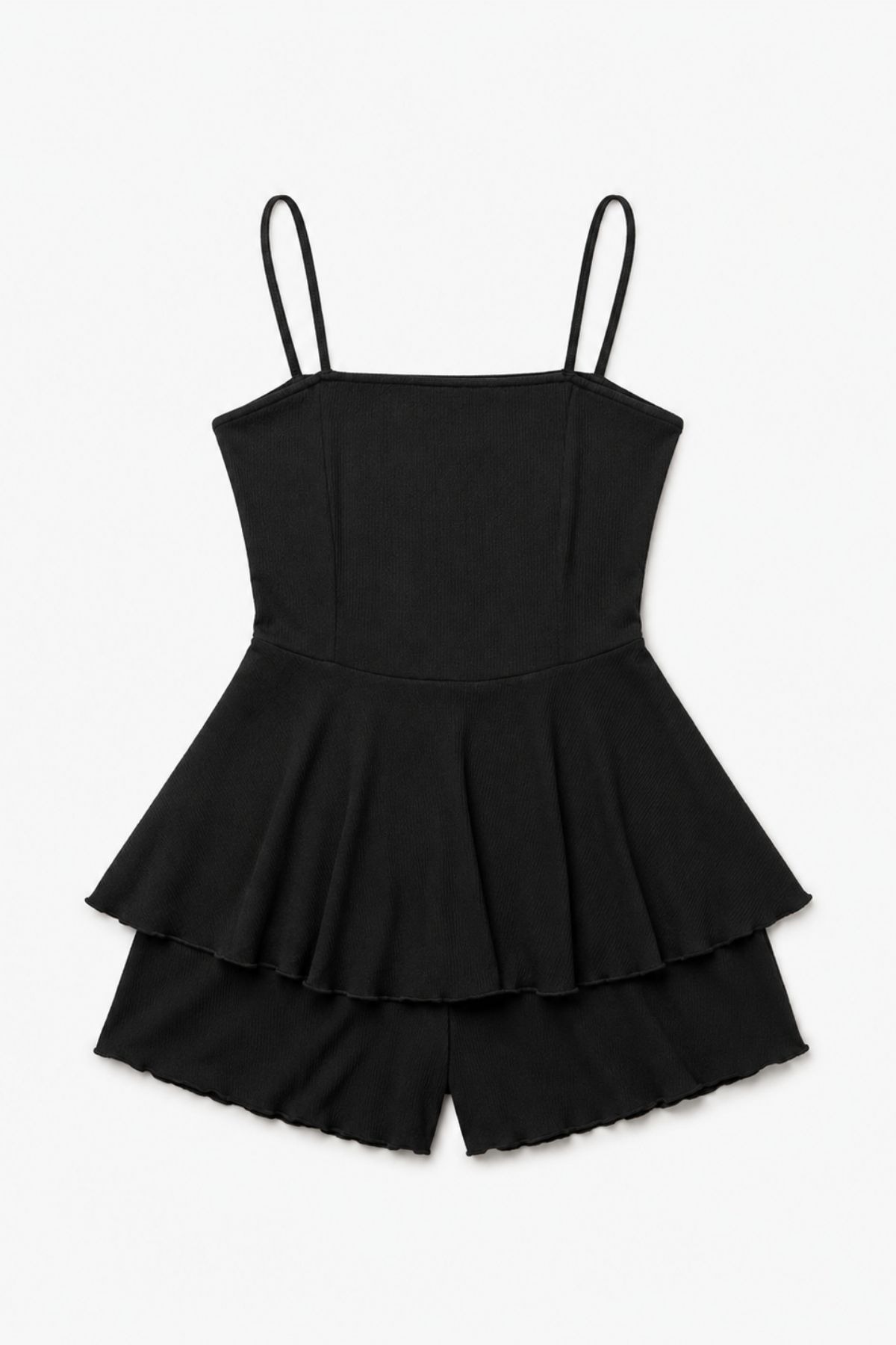Siyah Sırt Dekolteli Mini Tulum Bella Notte T-6531 - Siyah