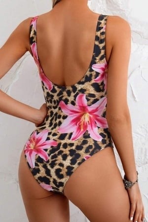 Tek Parça Leopar Baskılı Mayo Bella Notte M-9033 - Çok Renkli