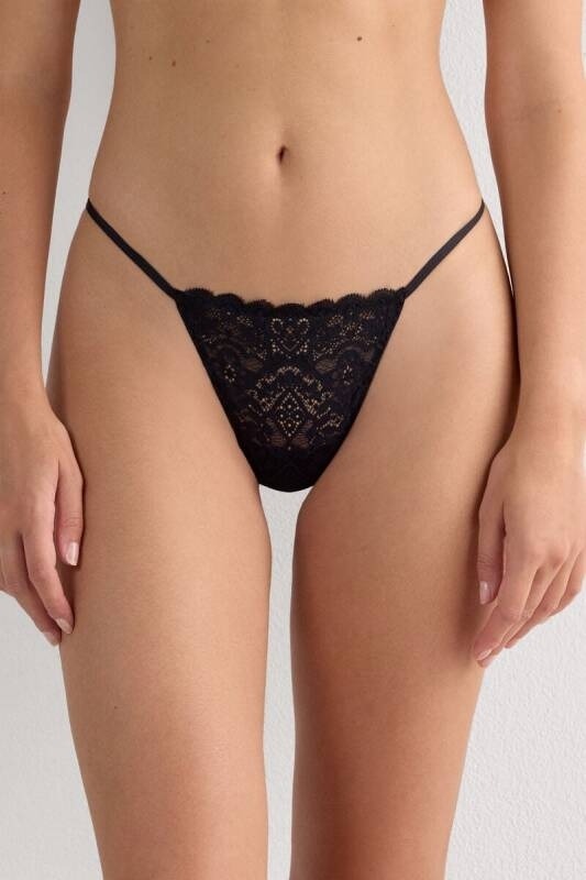 Transparan Dantel Tanga Külot Venlisa V6500 - Siyah