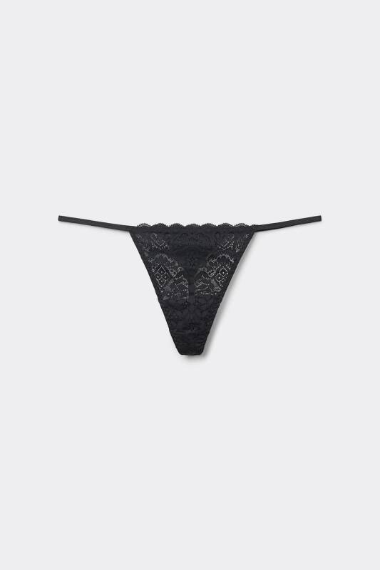 Transparan Dantel Tanga Külot Venlisa V6500 - Siyah