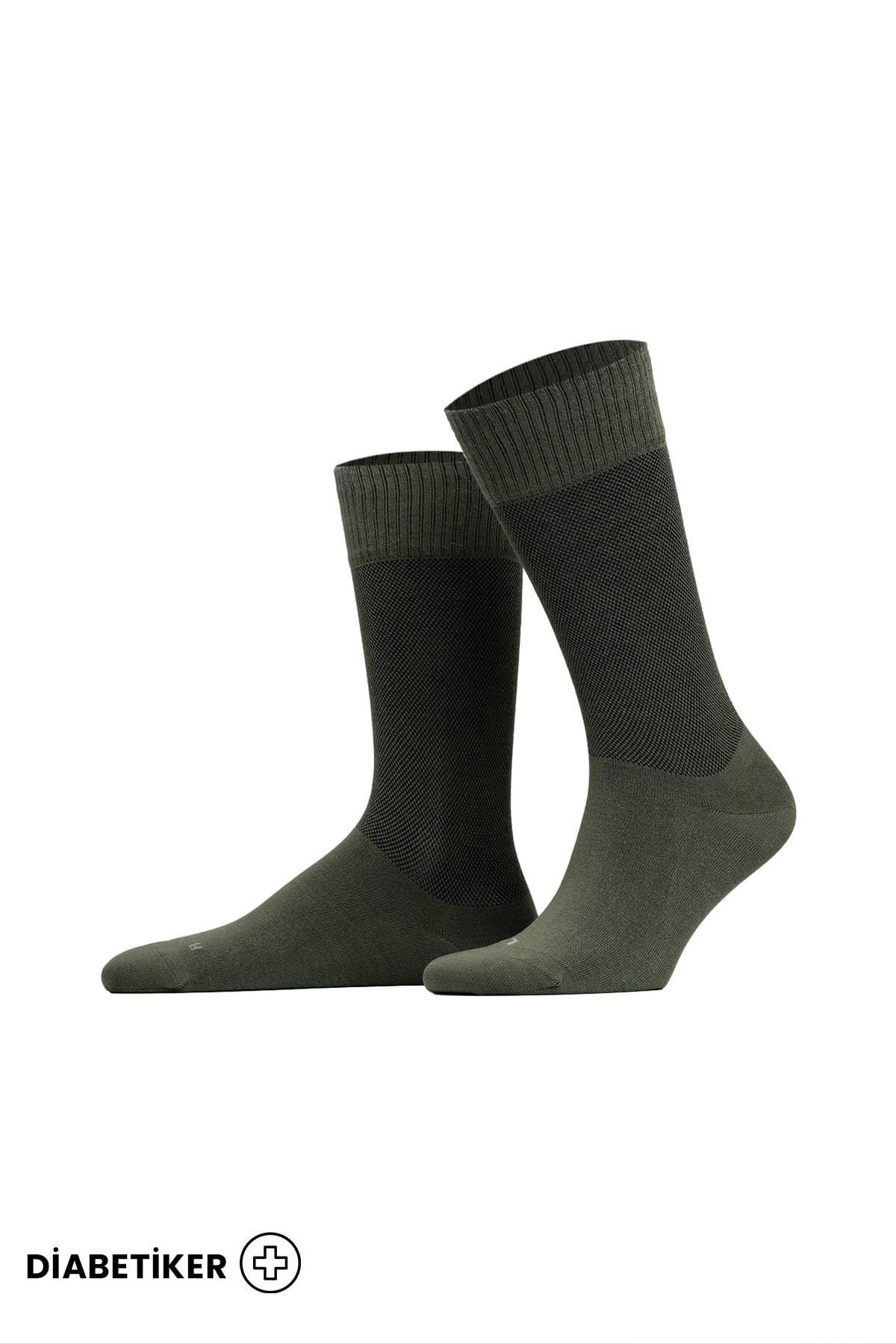 Unisex Diyabetik Bambu Soket Çorap Mısırlı UMDK000021 - Siyah