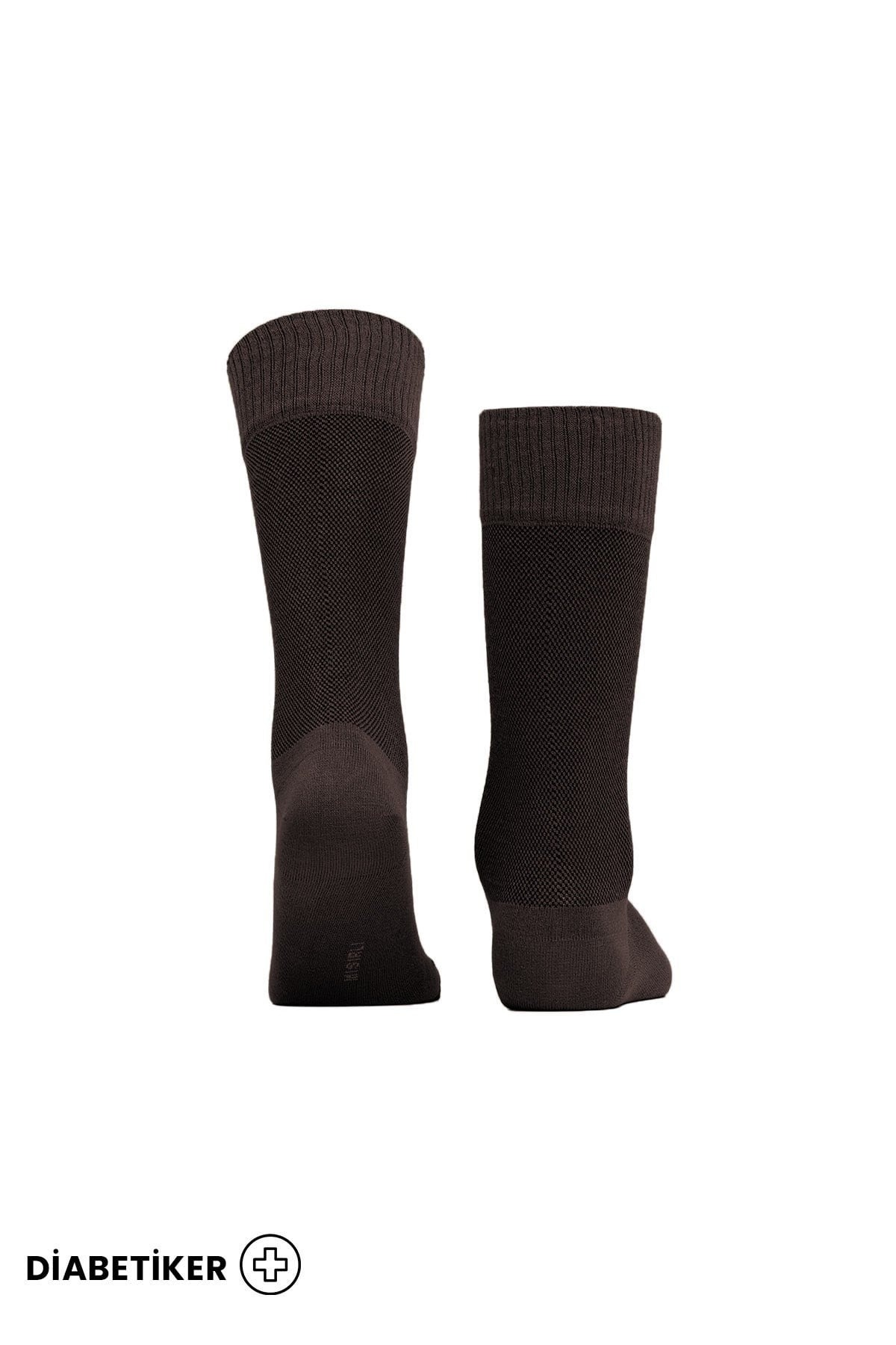 Unisex Diyabetik Bambu Soket Çorap Mısırlı UMDK000021 - Siyah