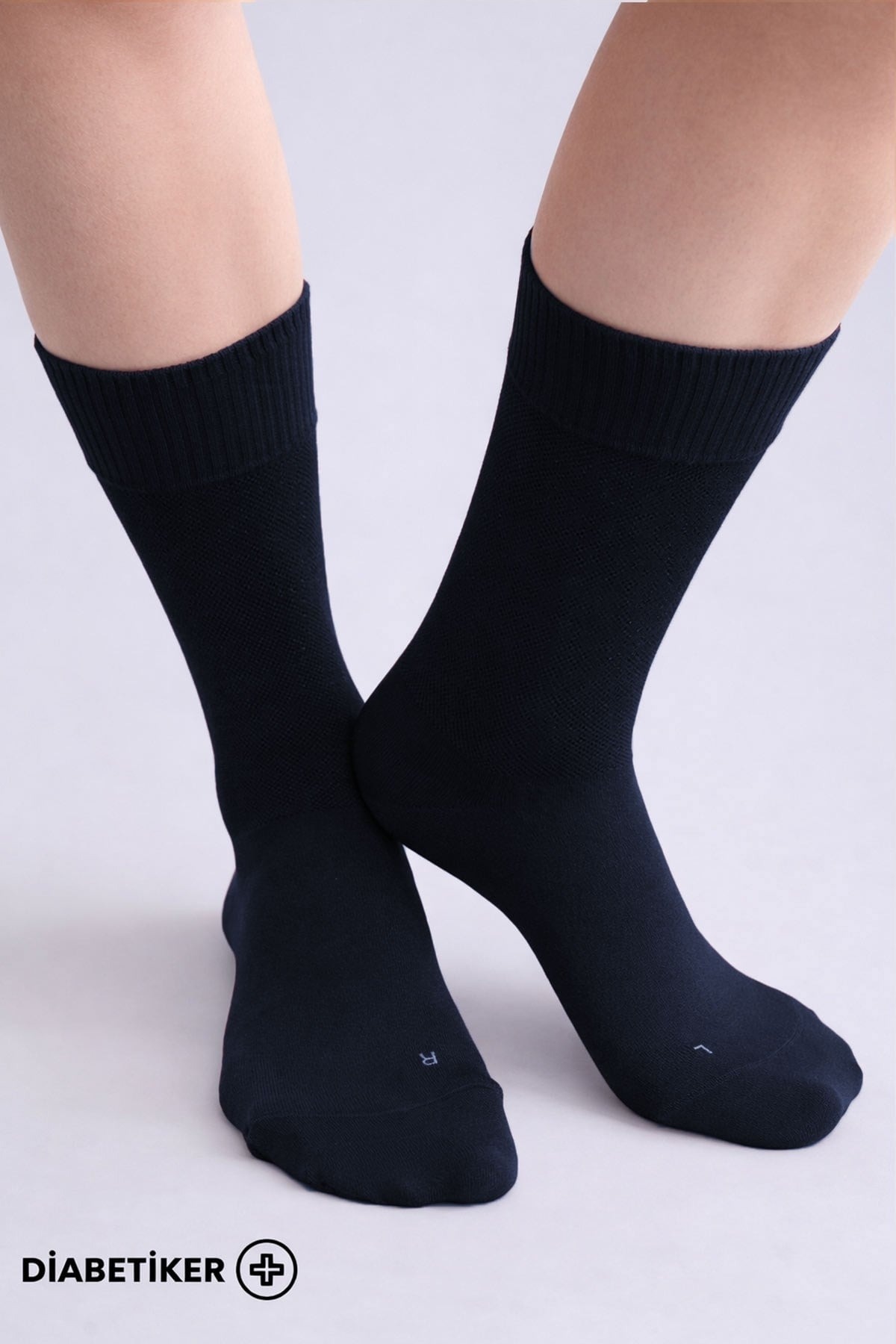 Unisex Diyabetik Bambu Soket Çorap Mısırlı UMDK000021 - Siyah