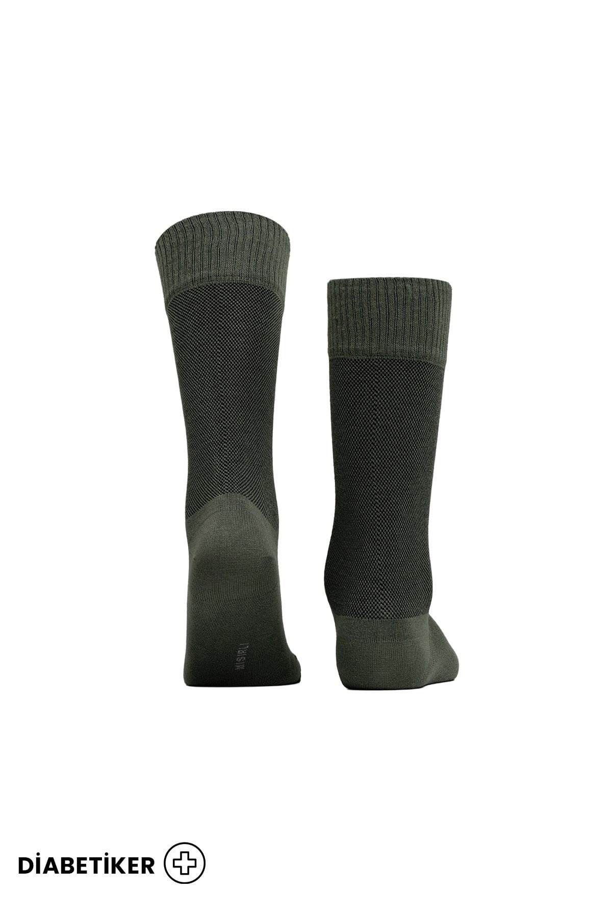 Unisex Diyabetik Bambu Soket Çorap Mısırlı UMDK000021 - Siyah