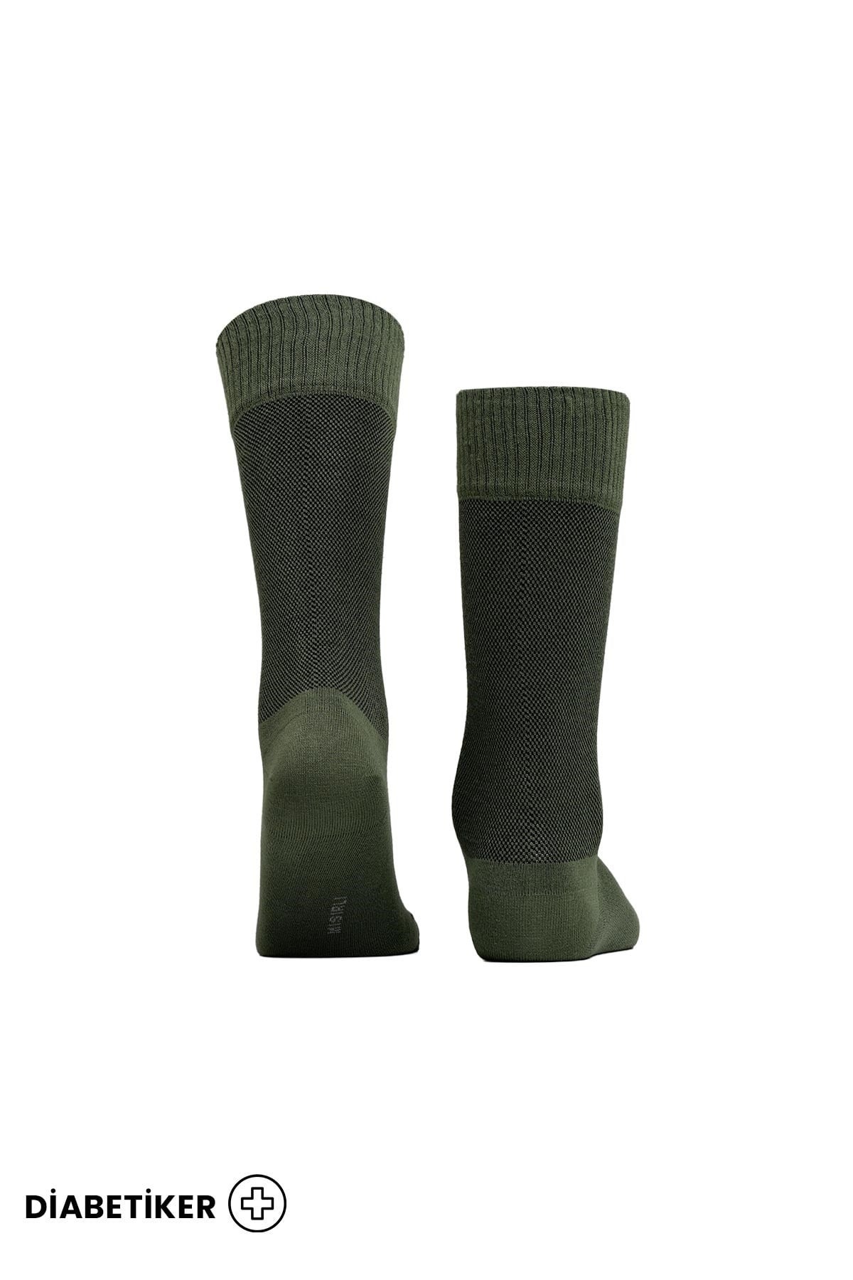 Unisex Diyabetik Bambu Soket Çorap Mısırlı UMDK000021 - Siyah