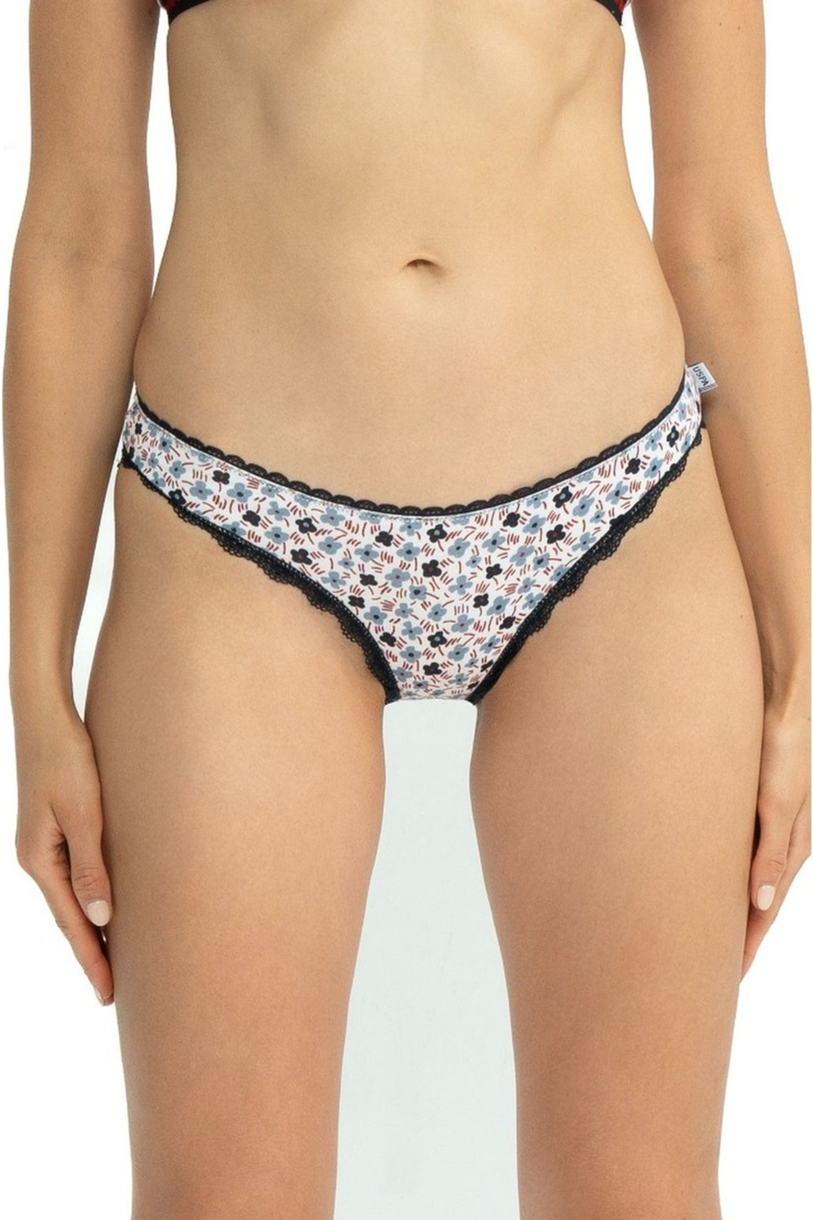 Kadın Bordo Lacivert Baskılı Pamuklu 3'lü Slip Külot Us. POLO Assn. 66431 - Görsel