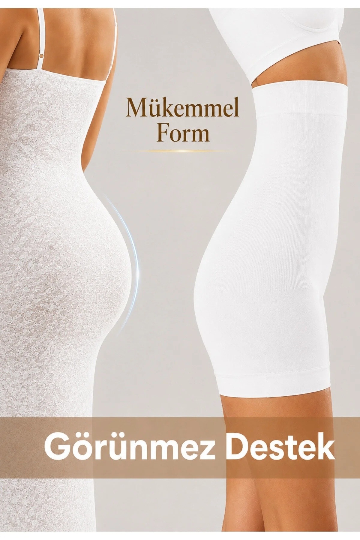 Uzun Paçalı Yüksek Bel Kadın Korse Bel ve Karın Destekli FormActive 1020 - Beyaz