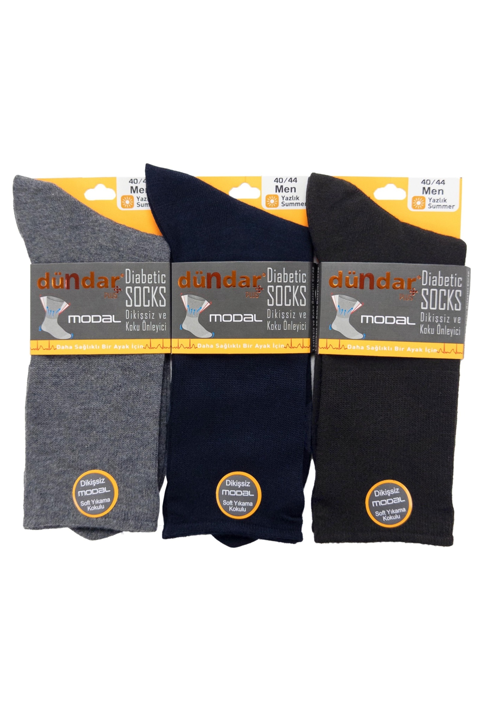 Yazlık 12'li Erkek Modal Diyabetik Çorap 40-44 Dündar 6951 - Asorti