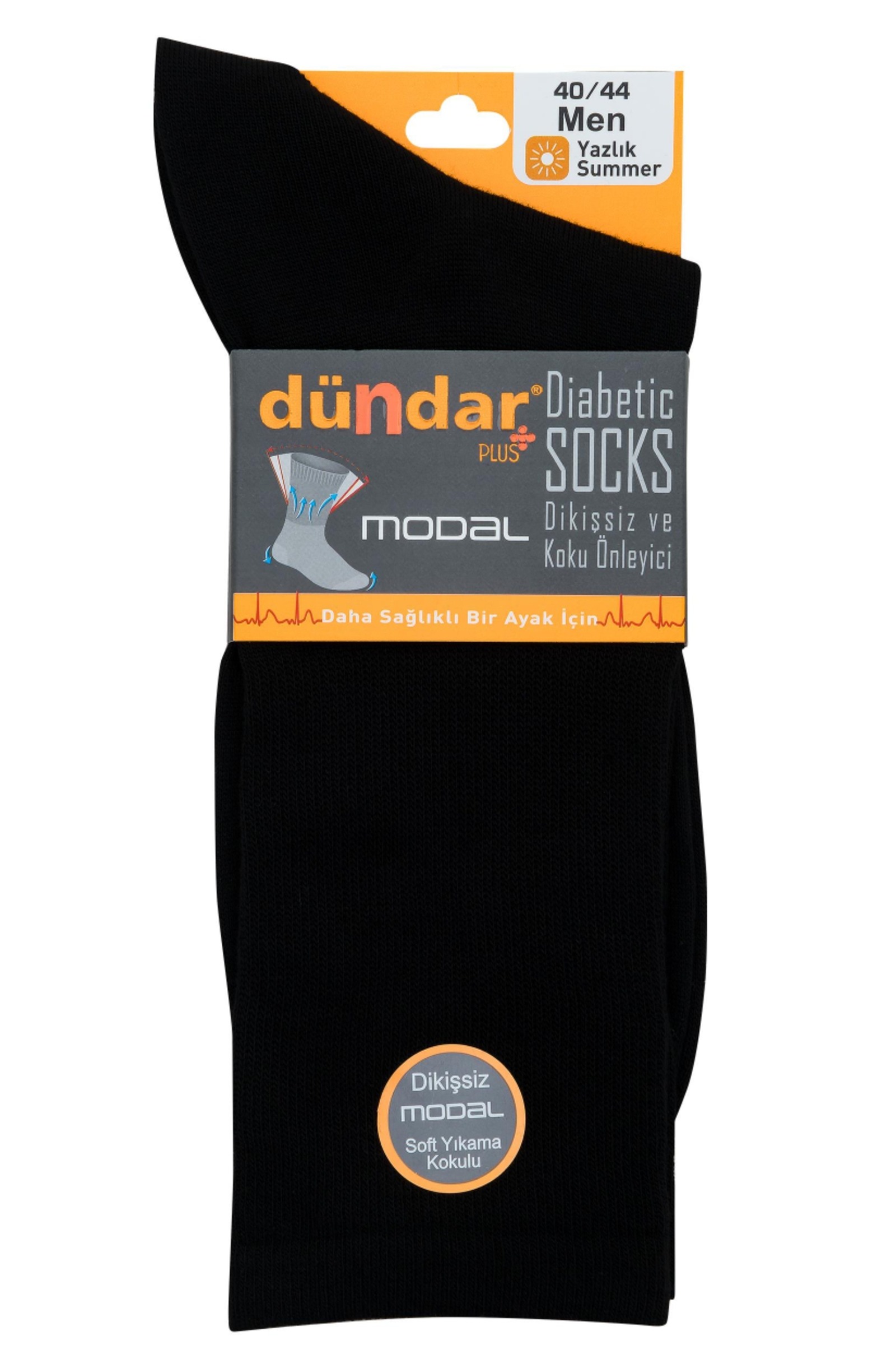Yazlık 12'li Erkek Modal Diyabetik Çorap 40-44 Dündar 6951 - Siyah