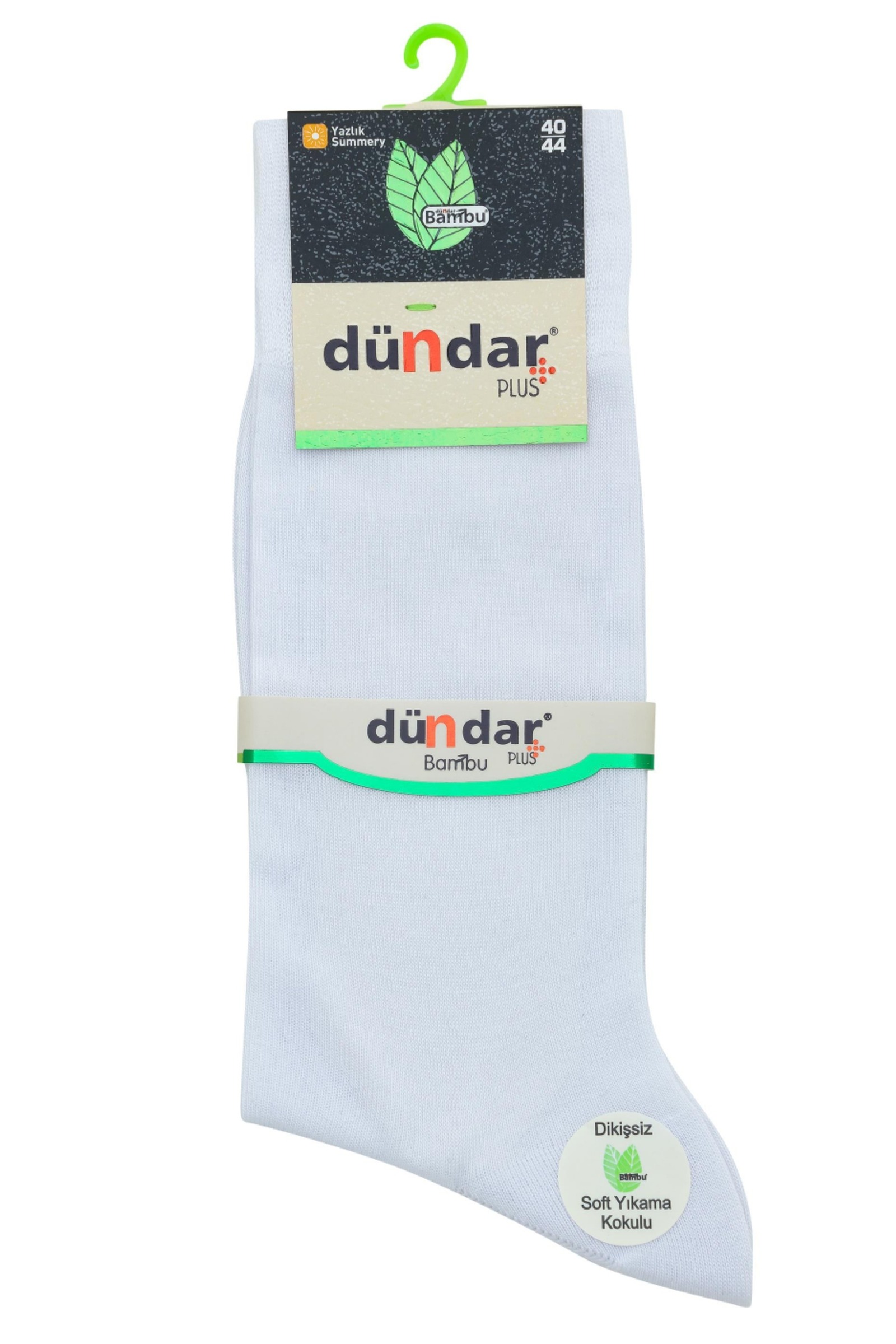 Yazlık İnce 12'li Bambu Erkek Çorap 40-44 Dündar 5534-1 - Beyaz