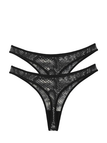 Kadın Siyah Yılan Desenli 2'li Tanga Slip Akbeniz S0012