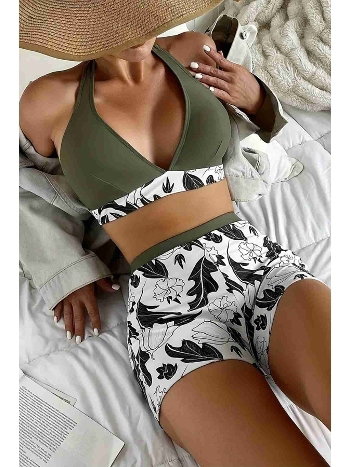 Baskılı Deniz Şortlu Bikini Takım (Çıkartılabilir Kaplı) Angelsin MS43891