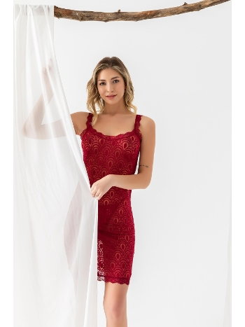 Devore Transparan Babydoll String Takım Bordo Gallipoli 31842