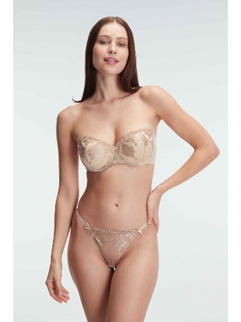 Fantezi Straplez Çiçek Desenli Destekli Balenli Kaplı Dantel Detaylı Sütyen String Takım İç Çamaşırı Takımı Anıl 4835