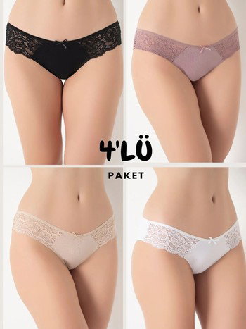 Kadın Dantelli Külot 4'lü Paket Confeo C804-003