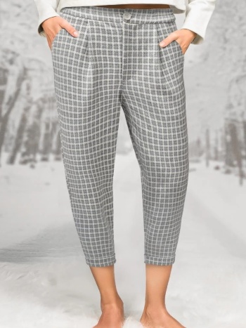 Ekose Desenli Düğmeli Kısa Paça Kadın Pijama Altı Doreanse 4086