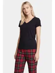 Pamuklu Ekoseli Kırmızı Kadın Pijama Takımı Türen 3618