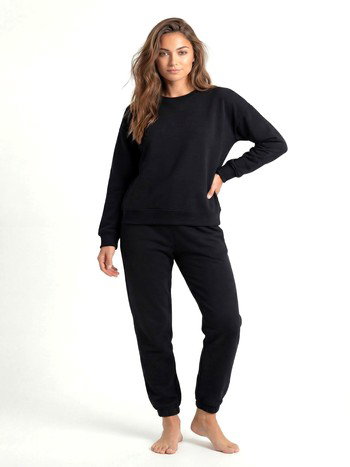 Kadın Siyah Basic Sweatshirt Eşofman Takımı Akbeniz 2790