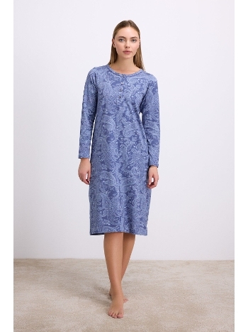 Kadın Uzun Kollu Desenli Gecelik Anıl 11567