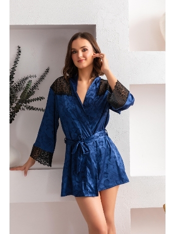 Kuşakli Mini Boy Sabahlik Lacivert Gallipoli 12116