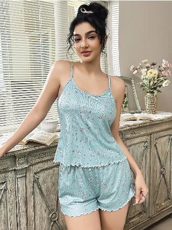 Yeşil Şort Pijama Takım Nightlight 3775