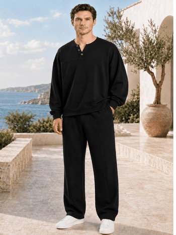 Siyah Erkek T-Shirt Pantolon Takımı Doreanse 4645