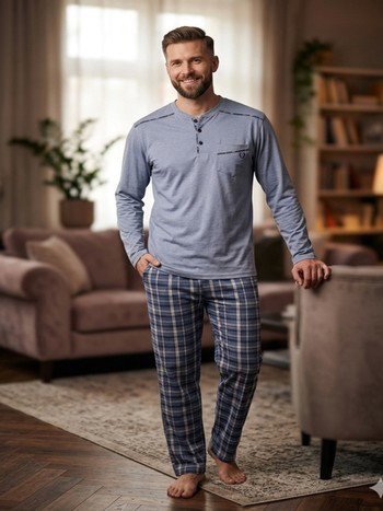 Süprem Ekose Erkek Pijama Takımı Bone Club 6370