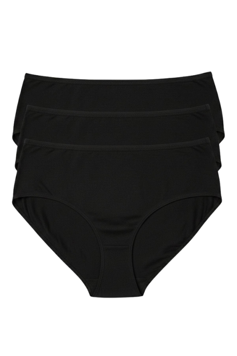 3'lü İz Yapmaz Yarı Bato Yüksek Bel Külot Anı 2850 - Siyah