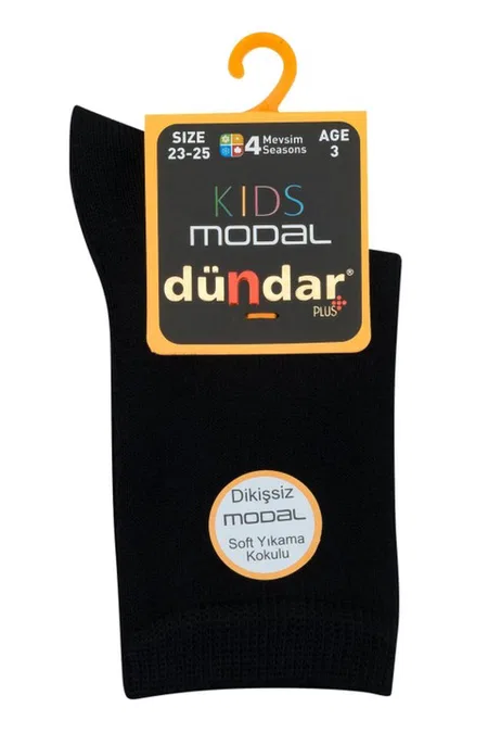 4 Mevsim 12'li Çocuk Modal Çorap Dündar 8177 - Siyah