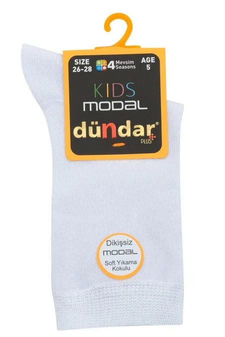 4 Mevsim 12'li Çocuk Modal Çorap Dündar 8177 - Beyaz