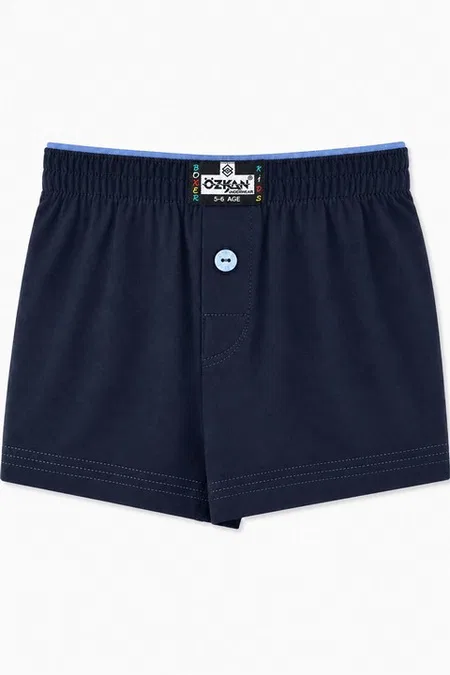 5'li Paket Erkek Çocuk %100 Pamuklu Premium Kumaş Rahat Klasik Kesim Süprem Penye Boxer Şort Külot Özkan 31223 - Lacivert