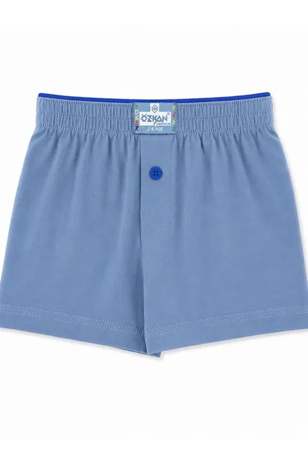 5'li Paket Erkek Çocuk %100 Pamuklu Premium Kumaş Rahat Klasik Kesim Süprem Penye Boxer Şort Külot Özkan 31223 - Turkuaz
