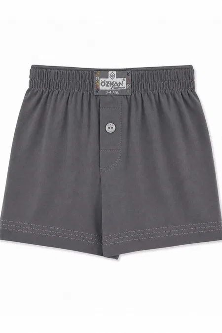 5'li Paket Erkek Çocuk %100 Pamuklu Premium Kumaş Rahat Klasik Kesim Süprem Penye Boxer Şort Külot Özkan 31223 - Gri Melanj