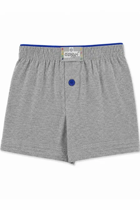 5'li Paket Erkek Çocuk %100 Pamuklu Premium Kumaş Rahat Klasik Kesim Süprem Penye Boxer Şort Külot Özkan 31223 - Gri Melanj