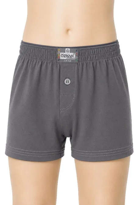 5'li Paket Erkek Çocuk %100 Pamuklu Premium Kumaş Rahat Klasik Kesim Süprem Penye Boxer Şort Külot Özkan 31223 - Gri Melanj